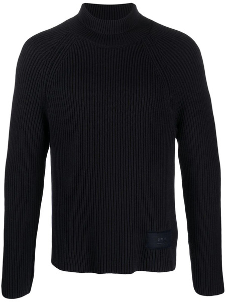  Ami Paris Logo-patch Ribbed-knit Jumper - Blue 
