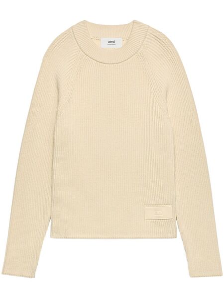  Ami Paris Logo-patch Sweater - Neutrals 