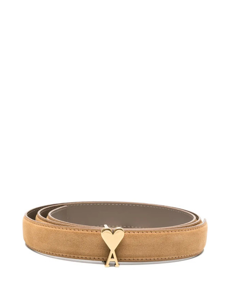  Ami Paris Logo-plaque Leather Belt - Neutrals 