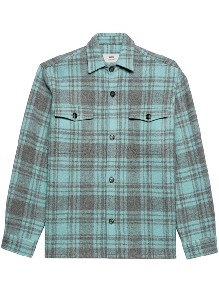  Ami Paris Maxi Checked Overshirt - Blue 