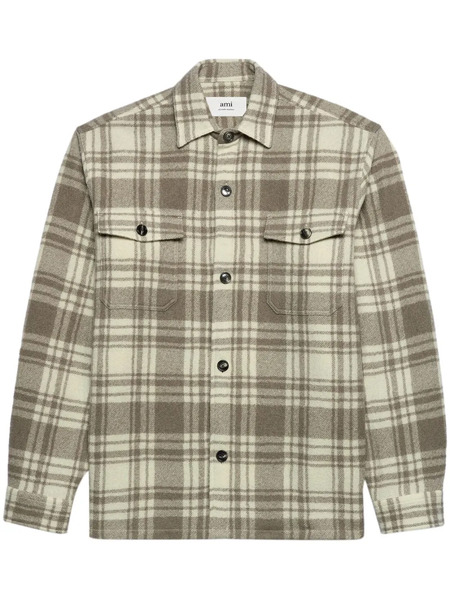  Ami Paris Maxi Checked Overshirt - Neutrals 