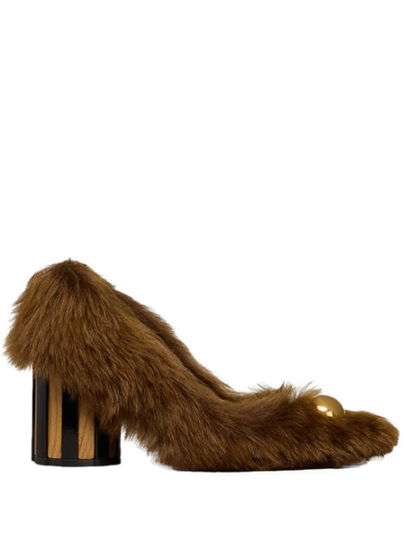  Ami Paris 100mm Embellished Pointed Toe Heel - Brown 