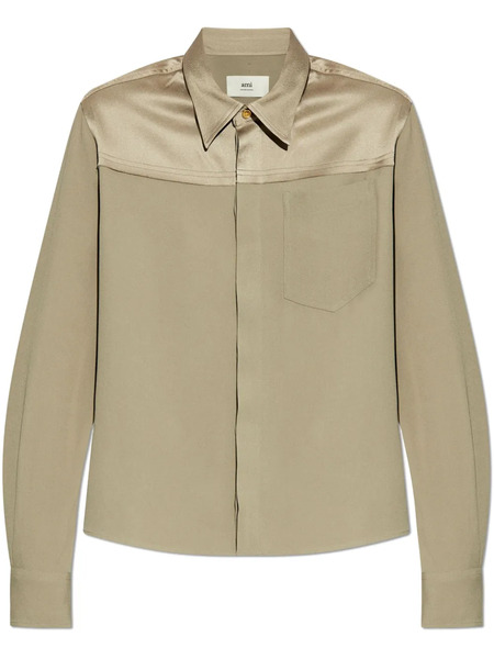  Ami Paris Pointed-collar Shirt - Neutrals 