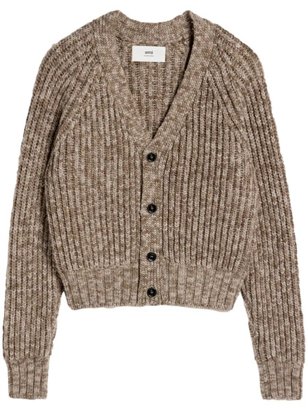  Ami Paris Ribbed Cardigan - Neutrals 