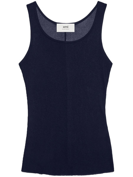  Ami Paris Semi-sheer Round-neck Tank Top - Blue 