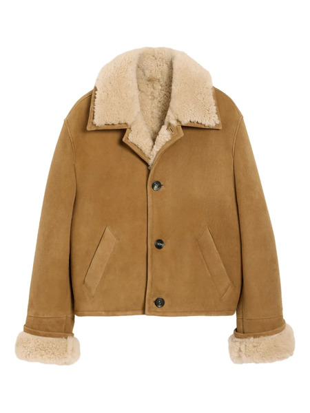  Ami Paris Shearling Button-up Jacket - Brown 