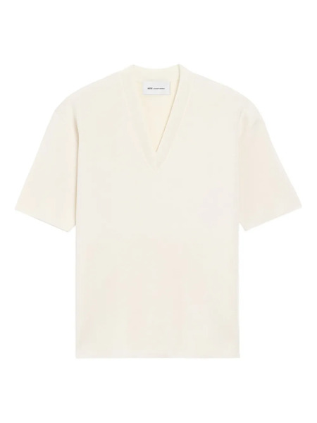  Ami Paris Short-sleeved V-neck Sweater - Neutrals 