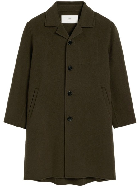  Ami Paris Single-breasted Felted Coat - Brown 