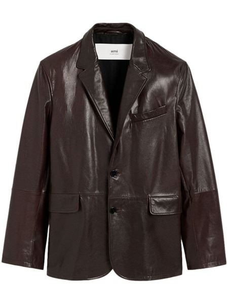  Ami Paris Single-breasted Leather Blazer - Brown 