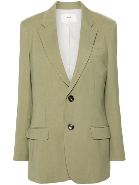  Ami Paris Single-breasted Textured Blazer - Green 