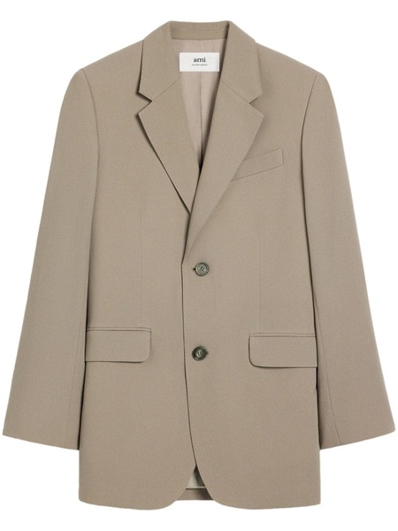  Ami Paris Single-breasted Virgin Wool Coat - Neutrals 