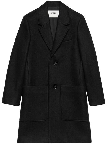  Ami Paris Single-breasted Wool Coat - Black 