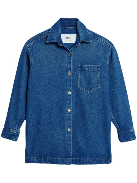  Ami Paris Spread-collar Denim Overshirt - Blue 