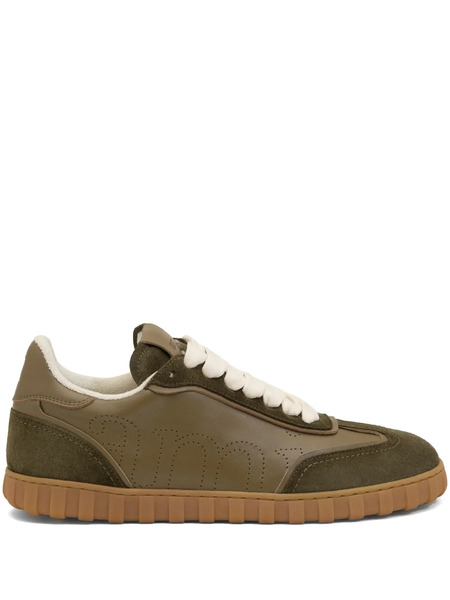  Ami Paris Step Perforated-logo Leather Sneakers - Green 