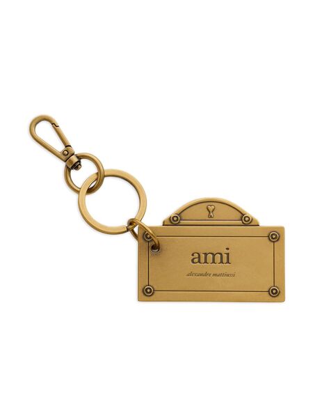  Ami Paris Street Plate Keyring - Gold 