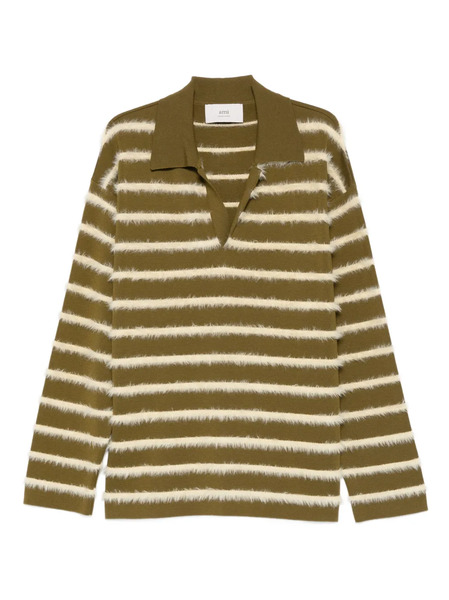  Ami Paris Striped Long-sleeve Sweater - Green 