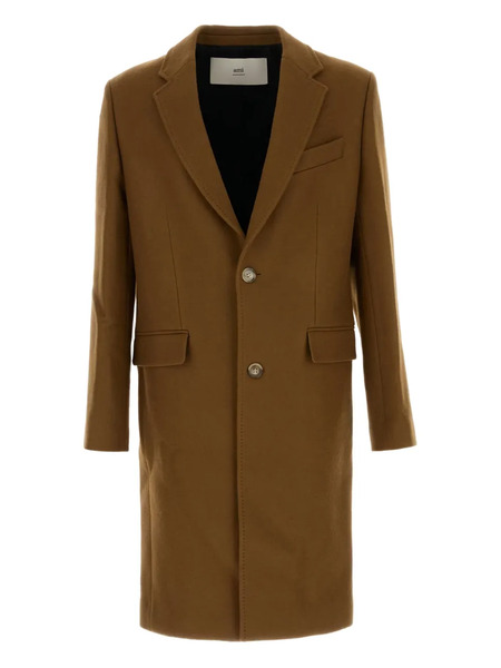  Ami Paris Virgin Wool Single-breasted Coat - Brown 