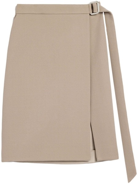  Ami Paris Virgin Wool Wrap Midi Skirt - Neutrals 