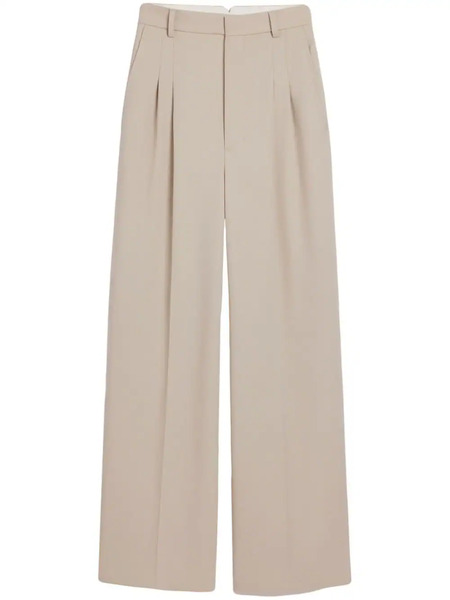  Ami Paris Wide-leg Tailored Wool Trousers - Neutrals 