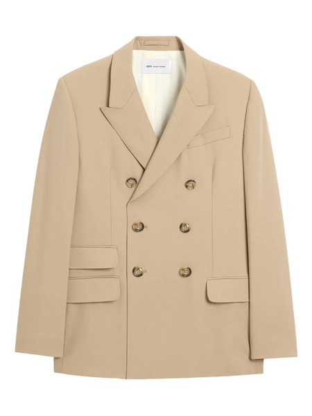  Ami Paris Wool Double-breasted Blazer - Neutrals 