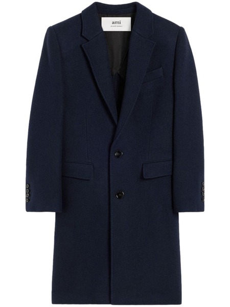  Ami Paris Wool Single-breasted Coat - Blue 
