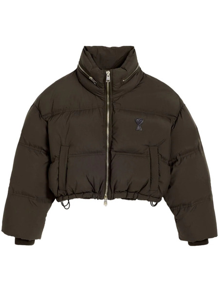  Ami Paris Zipped Puffer Jacket - Brown 