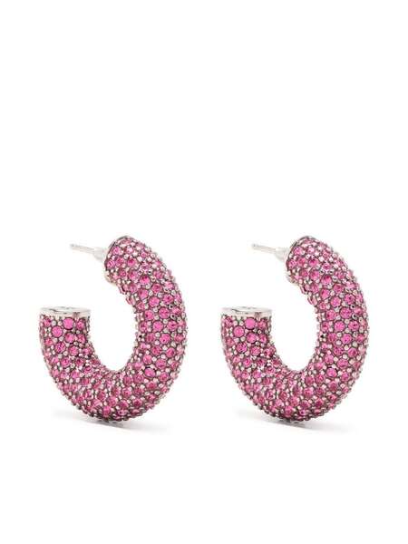  Amina Muaddi Cameron Crystal-embellished Hoop Earrings - Silver 