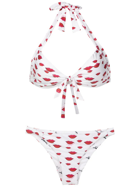  Amir Slama All-over Lips-print Bikini Set - White 