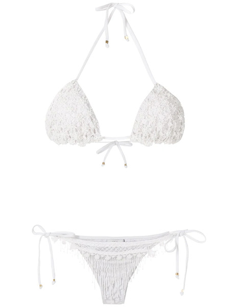  Amir Slama Beaded Embroidery Bikini Set - White 