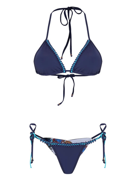  Amir Slama Beaded Triangle Bikini Set - Blue 