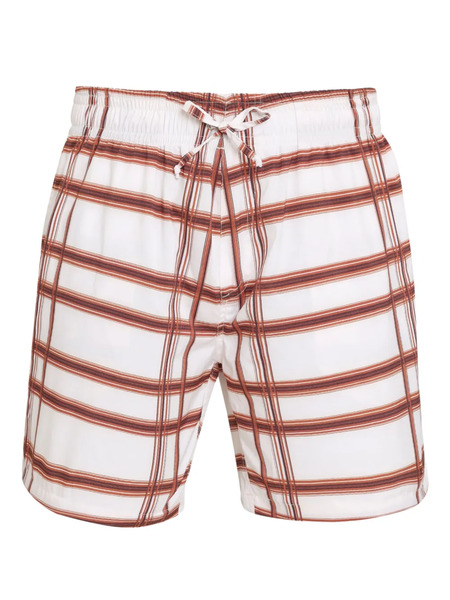  Amir Slama Checked Drawstring Swim Shorts - White 