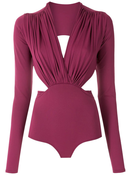  Amir Slama Draped Details Bodysuit - Red 