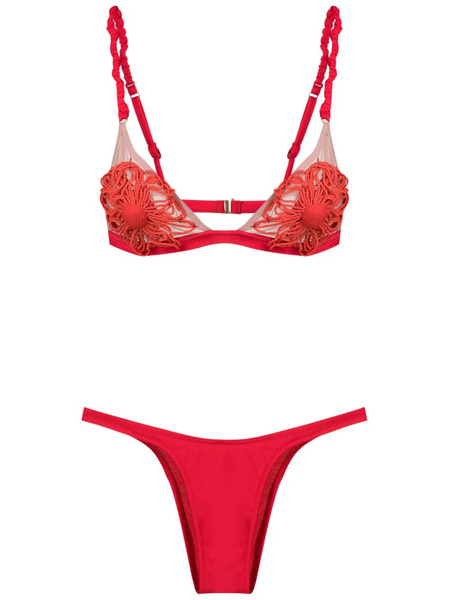  Amir Slama Floral-appliqué Bikini - Red 