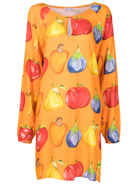  Amir Slama Fruit-print Shift Mini Dress - Orange 