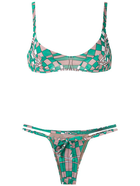  Amir Slama Geometric Print Bikini Set - Green 
