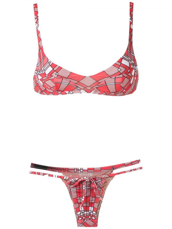  Amir Slama Geometric Print Bikini Set - Red 