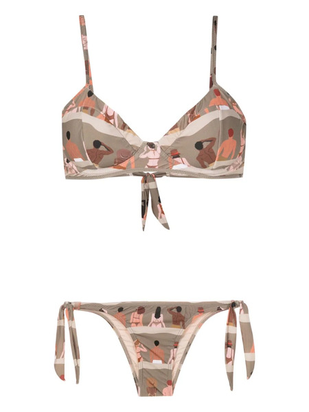  Amir Slama Graphic-print Underwire Bikini - Brown 