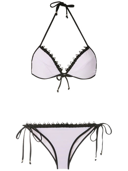  Amir Slama Lace Trim Triangle Bikini Set - White 