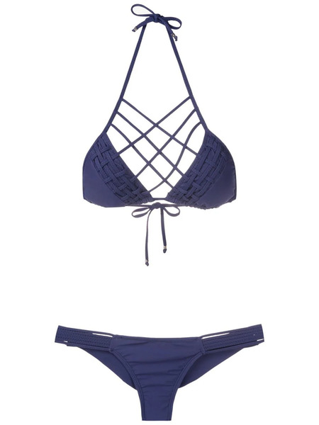  Amir Slama Lattice-strap Bikini Set - Blue 
