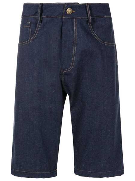  Amir Slama Logo-patch Denim Shorts - Blue 