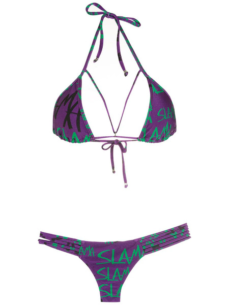  Amir Slama Logo Print Bikini Set - Purple 