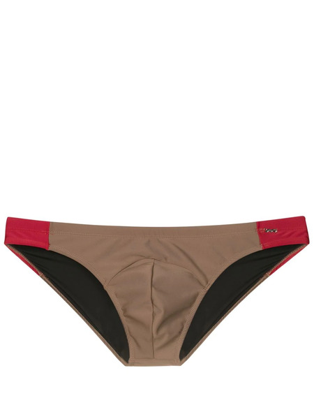  Amir Slama Low-rise Two-tone Swim Briefs - Brown 