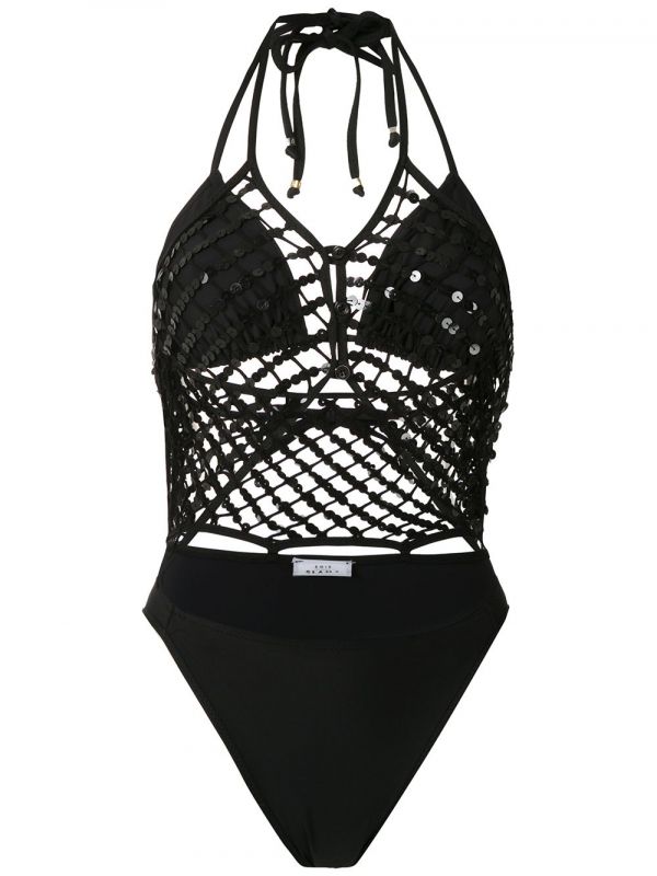  Amir Slama Mesh Panels Swimsuit - Black 