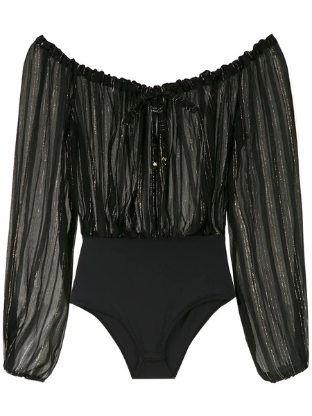  Amir Slama Metallic Bodysuit - Black 