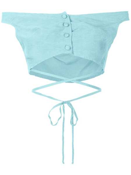  Amir Slama Off-shoulder Cropped Blouse - Blue 
