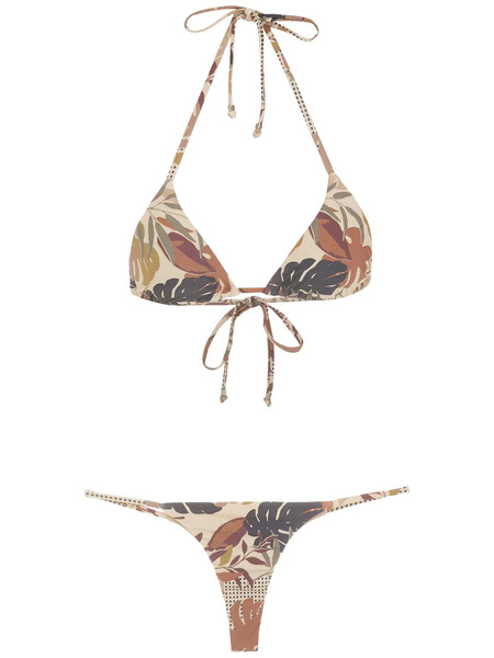  Amir Slama Palm Leaf Print Bikini - Neutrals 