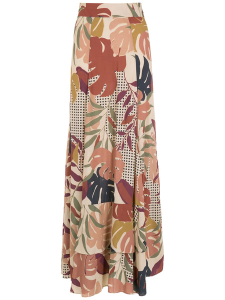  Amir Slama Palm Leaf Print Maxi Skirt - Multicolour 