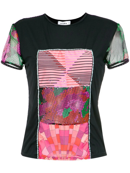  Amir Slama Panels Beaded Blouse - Black 