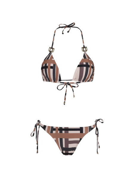  Amir Slama Plaid-pattern Tie Bikini Set - Neutrals 