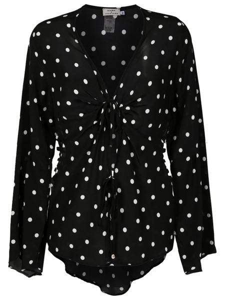  Amir Slama Polka-dot Pattern Silk Blouse - Black 